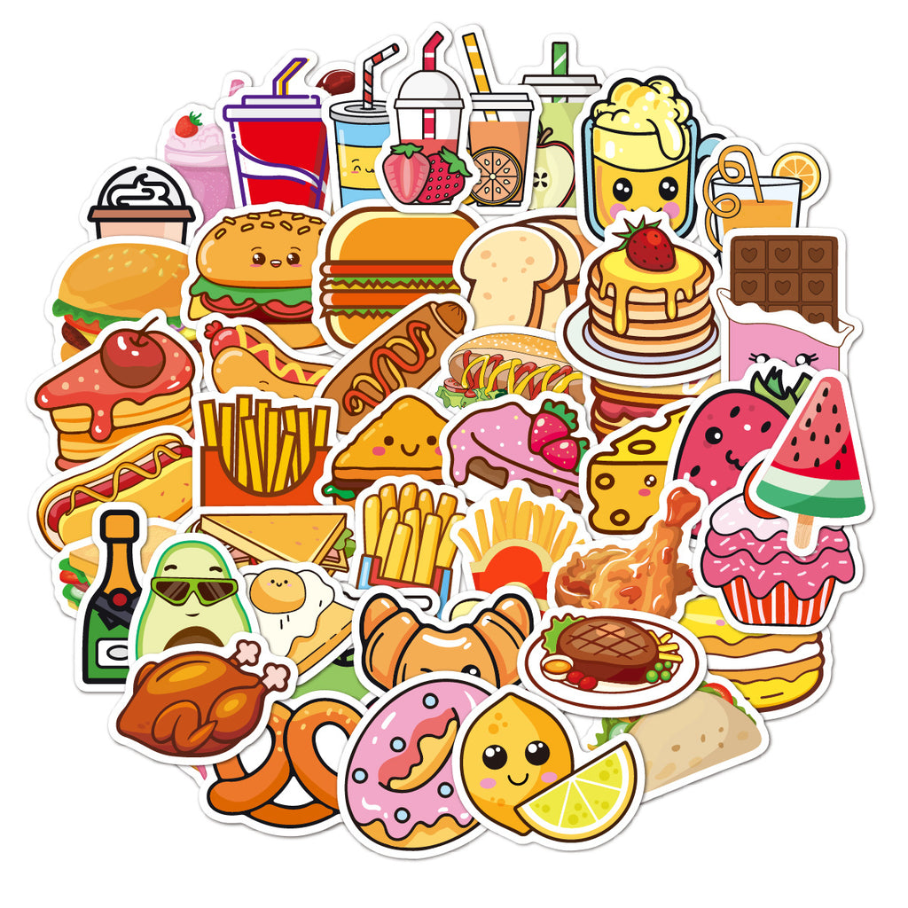 50 Gourmet Burger Graffiti Stickers Water Glass Stickers Waterproof