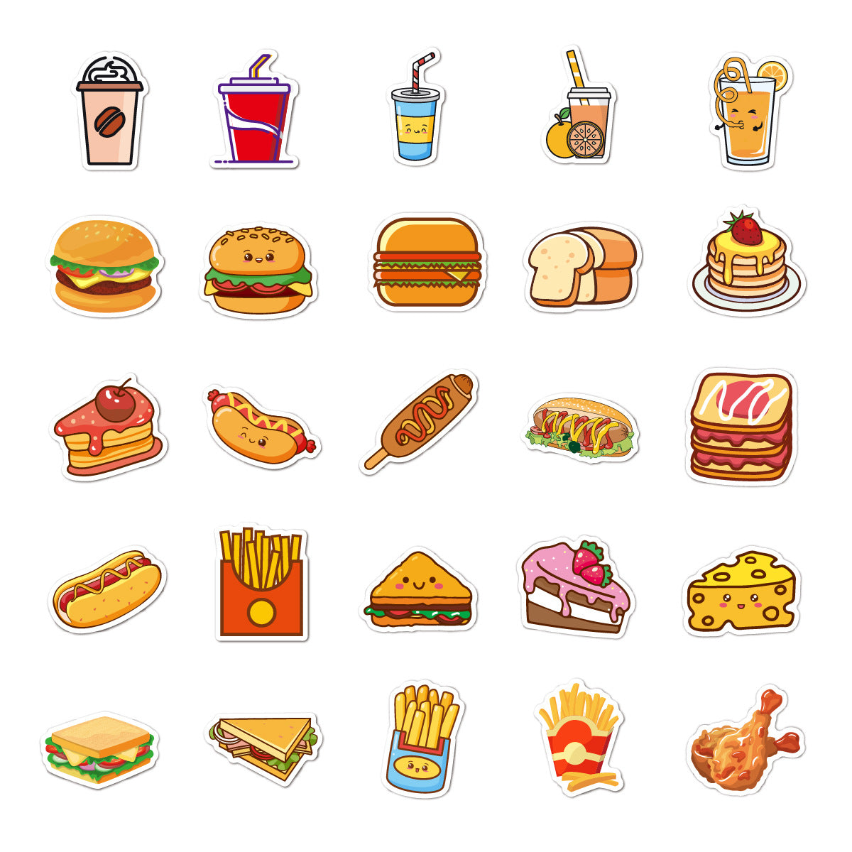 50 Gourmet Burger Graffiti Stickers Water Glass Stickers Waterproof